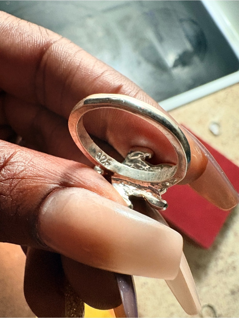 Solid Silver 925 Ring with Sculpted Dolphin Accent